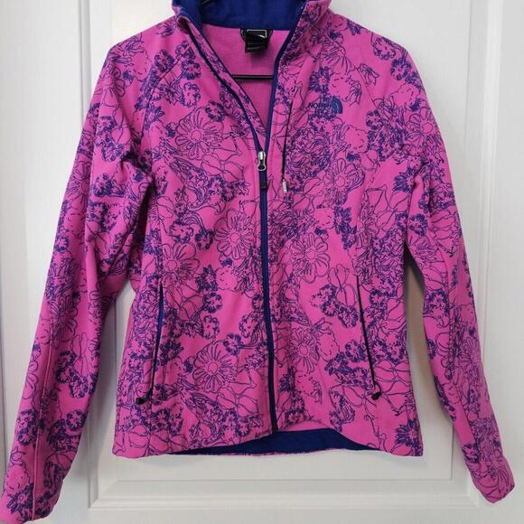 The North Face Full Zip Jacket Women S P Apex Bionic Floral Pink Soft Shell - Picture 1 of 10